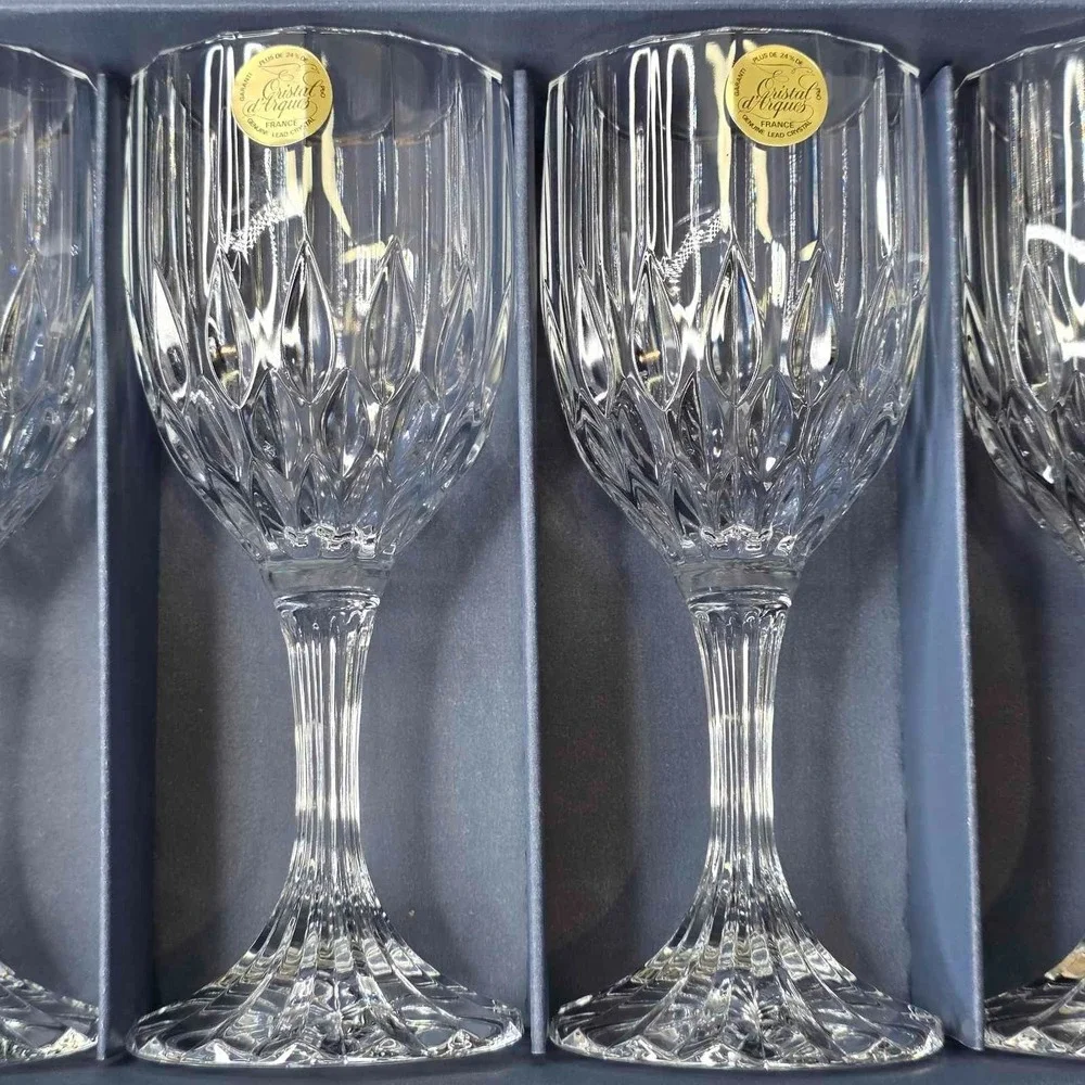 Cristal d'Arques Bretagne Durand Wine Glasses Clear Cut Crystal Elegant Vintage
